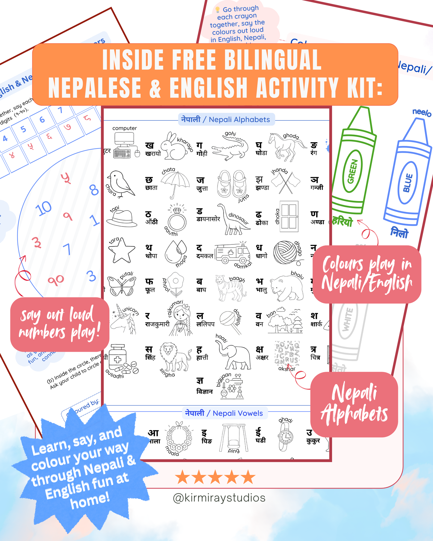 Free Printable Bilingual Nepalese & English Activity Kit